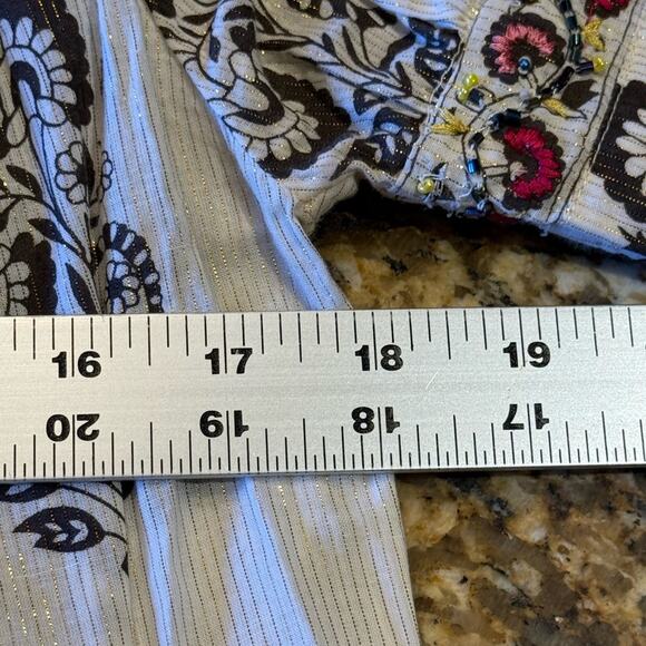 Sundance Floral Embroidered Boho Top Beaded and Lurex Thread Womens Small - Picture 8 of 10